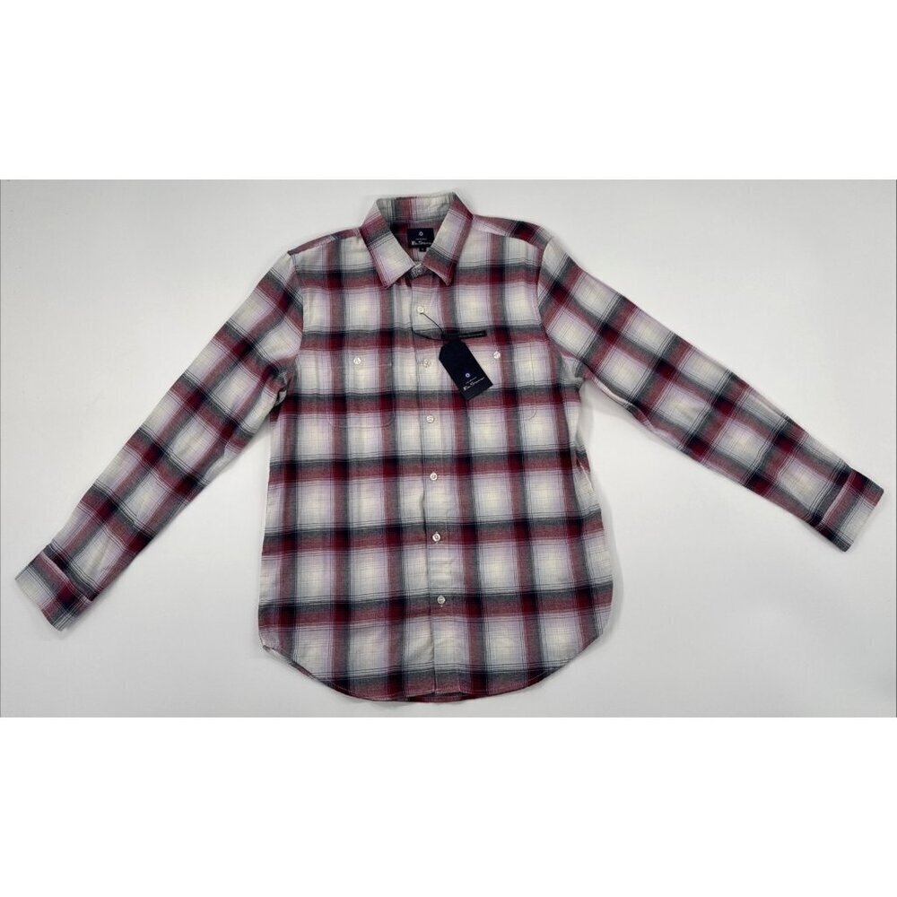 Ben Sherman Shirt Mens Medium Buffalo Plaid Button Up Long Sleeve Mod Fit NEW